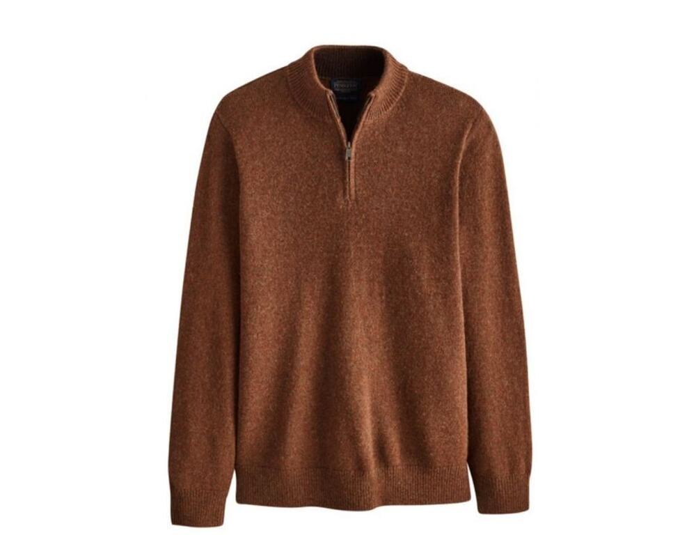 Pendleton Men's Washable Wool 1/4 Zip Sweater - Spiced Heather Brown XXL